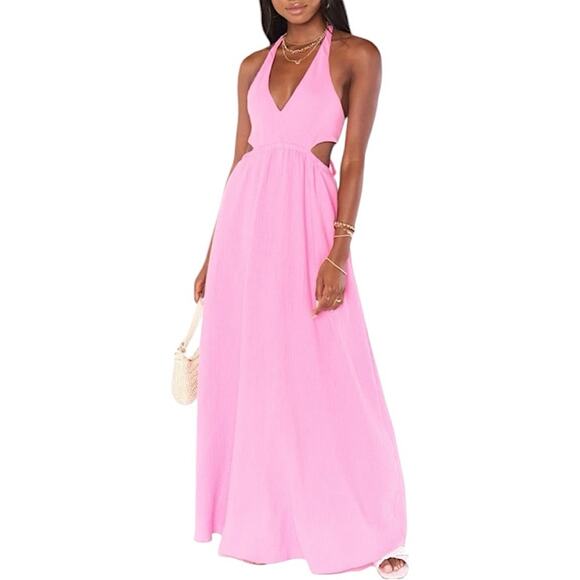 NWT Show Me Your MuMu Marisol Maxi Dress in Bubblegum Gauze Size XS Retail $198 - Picture 5 of 9